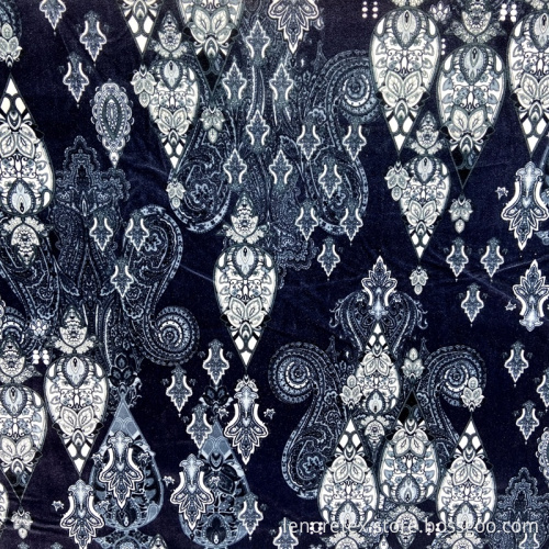 Polyester Spandex Knit Digital Printed Korean Velvet Fabric